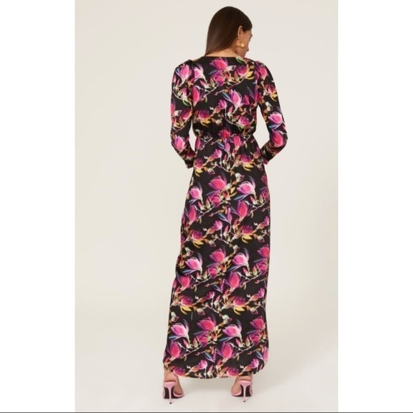 DELFI Collective Black Pink Floral Tie Front Lindsay Dress - Picture 3 of 12